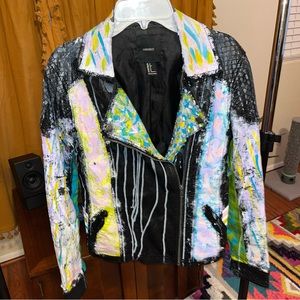 Women’s Hand-Painted Pleather Jacket